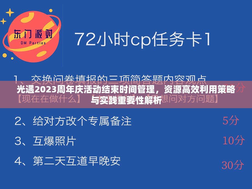 光遇2023周年庆活动结束时间管理，资源高效利用策略与实践重要性解析