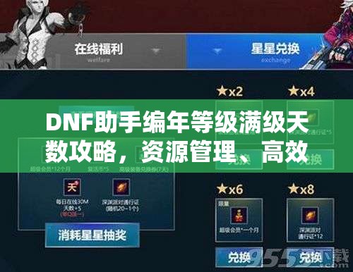 DNF助手编年等级满级天数攻略，资源管理、高效利用策略以最大化价值