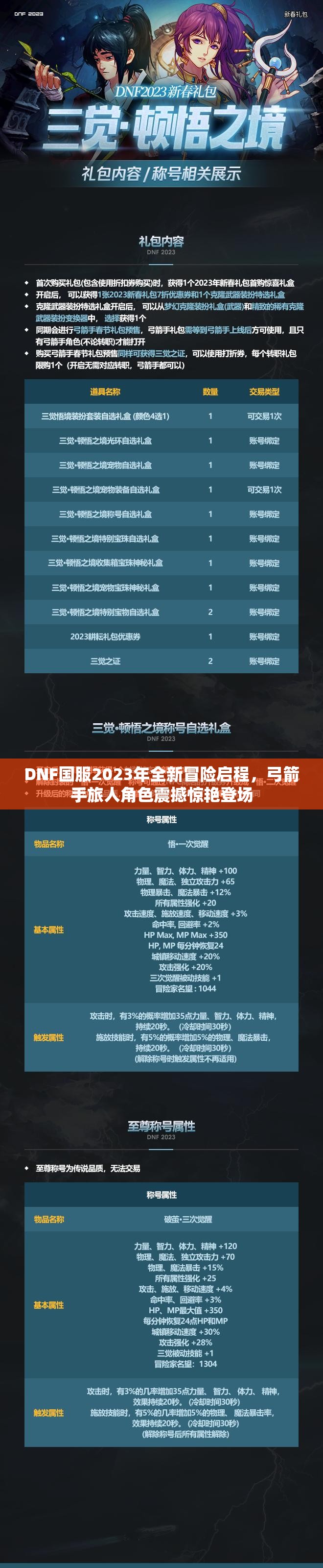 DNF国服2023年全新冒险启程，弓箭手旅人角色震撼惊艳登场