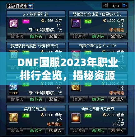 DNF国服2023年职业排行全览，揭秘资源管理、高效利用技巧以最大化角色价值