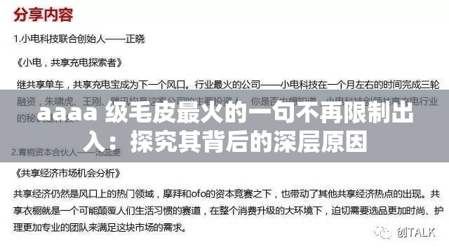 aaaa 级毛皮最火的一句不再限制出入：探究其背后的深层原因