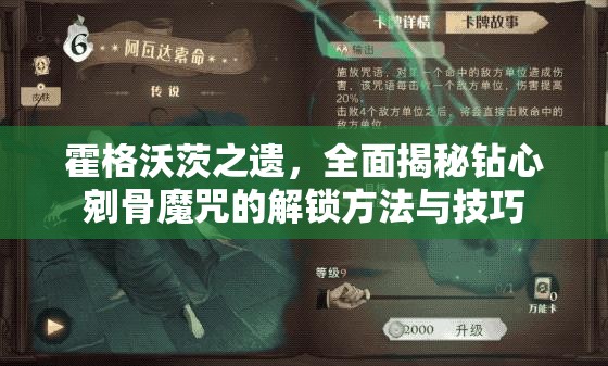 霍格沃茨之遗，全面揭秘钻心剜骨魔咒的解锁方法与技巧