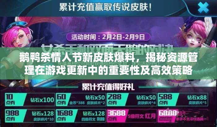 鹅鸭杀情人节新皮肤爆料，揭秘资源管理在游戏更新中的重要性及高效策略