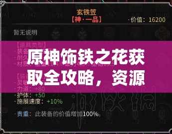 原神饰铁之花获取全攻略，资源管理技巧、高效利用策略及价值最大化指南