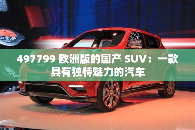 497799 欧洲版的国产 SUV：一款具有独特魅力的汽车