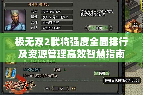 极无双2武将强度全面排行及资源管理高效智慧指南