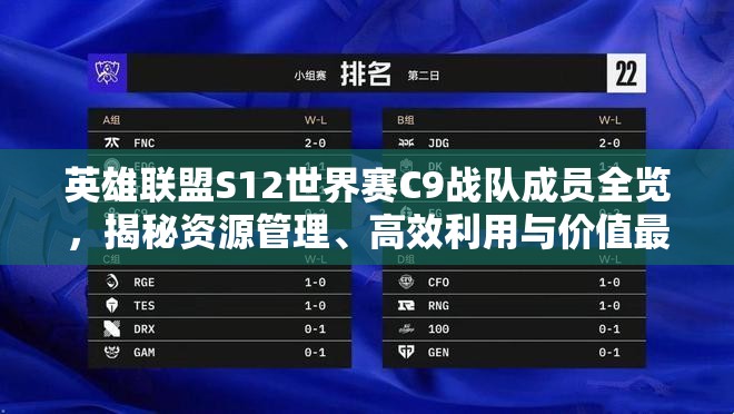 英雄联盟S12世界赛C9战队成员全览，揭秘资源管理、高效利用与价值最大化的策略