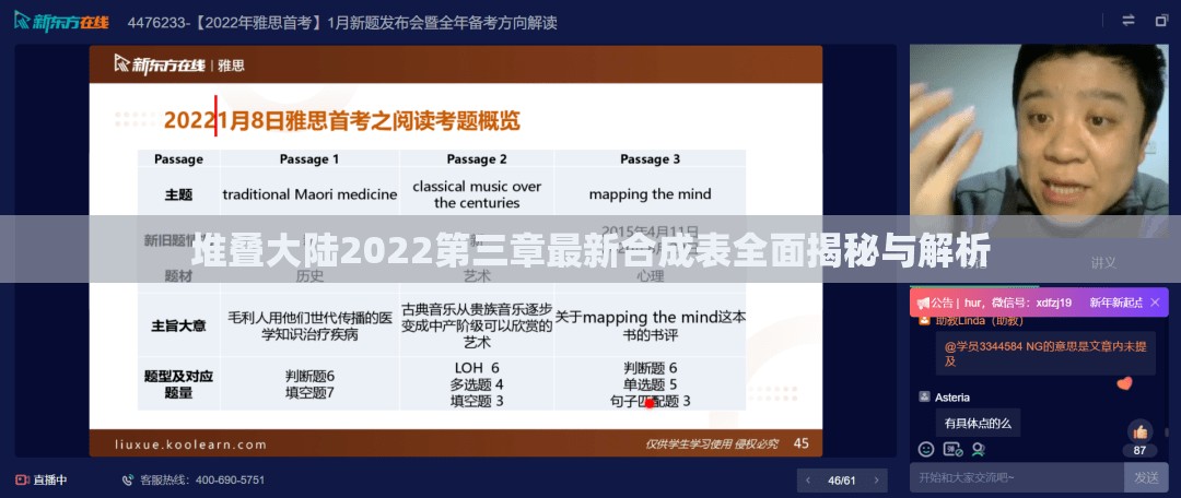 堆叠大陆2022第三章最新合成表全面揭秘与解析