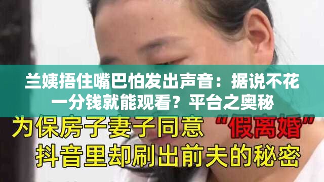 兰姨捂住嘴巴怕发出声音：据说不花一分钱就能观看？平台之奥秘