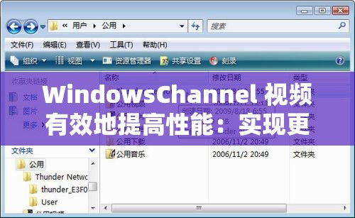 WindowsChannel 视频有效地提高性能：实现更高效的运作方式