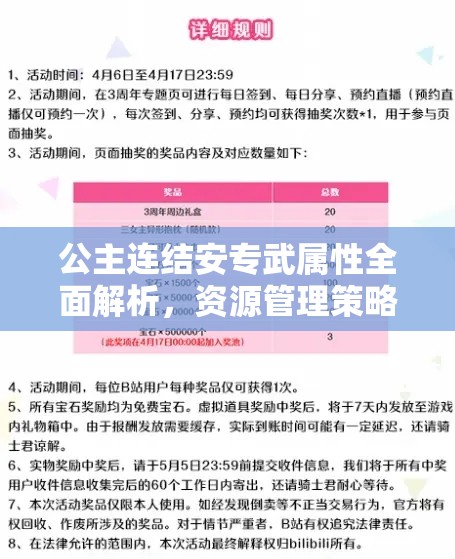 公主连结安专武属性全面解析，资源管理策略、高效利用技巧及价值最大化指南