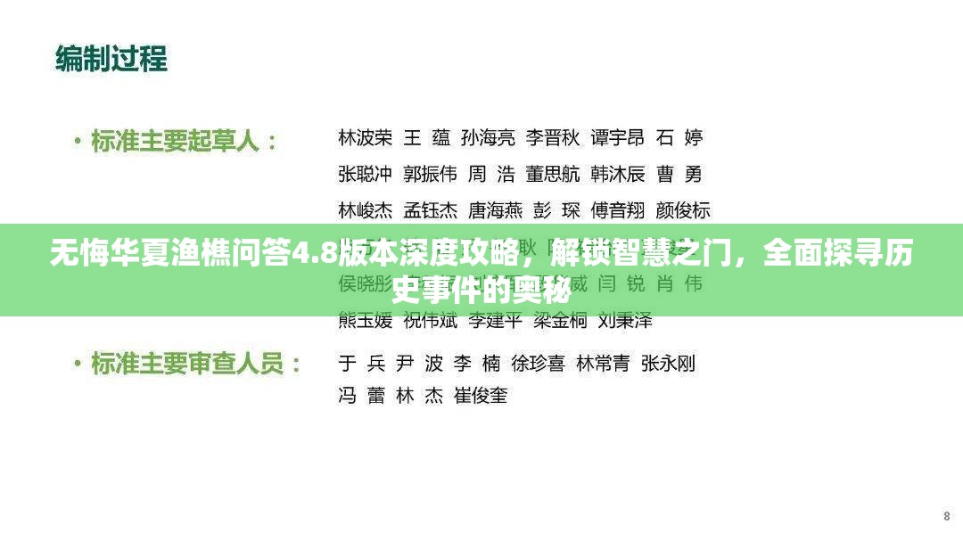 无悔华夏渔樵问答4.8版本深度攻略，解锁智慧之门，全面探寻历史事件的奥秘