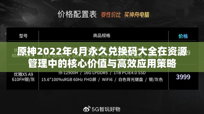 原神2022年4月永久兑换码大全在资源管理中的核心价值与高效应用策略