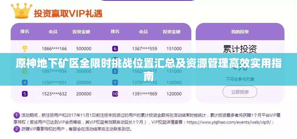 原神地下矿区全限时挑战位置汇总及资源管理高效实用指南