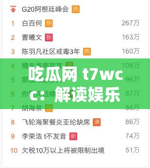 吃瓜网 t7wcc：解读娱乐圈热点事件