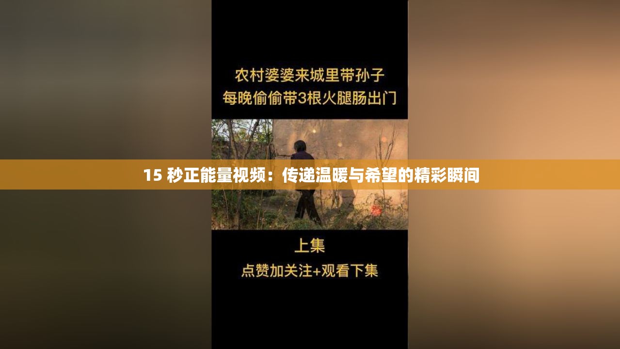 15 秒正能量视频：传递温暖与希望的精彩瞬间