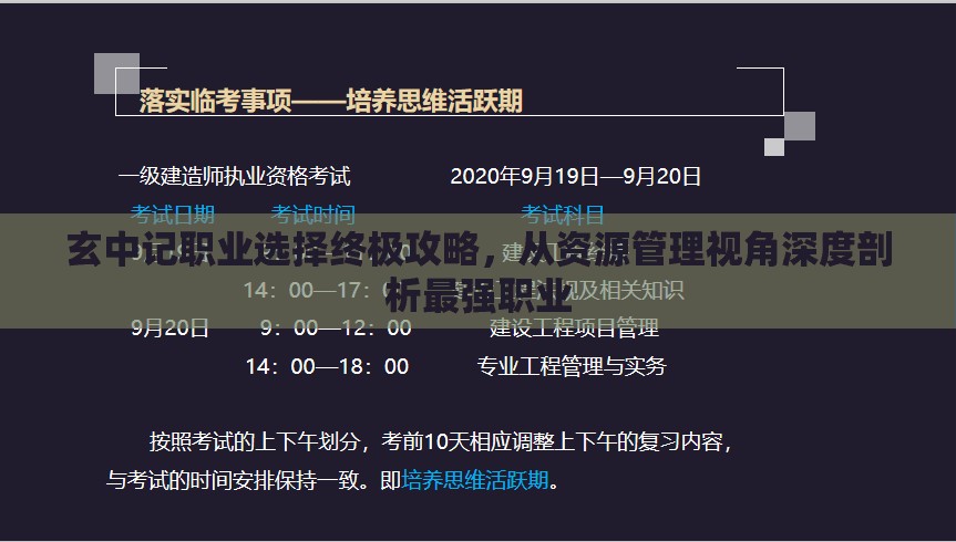 玄中记职业选择终极攻略，从资源管理视角深度剖析最强职业