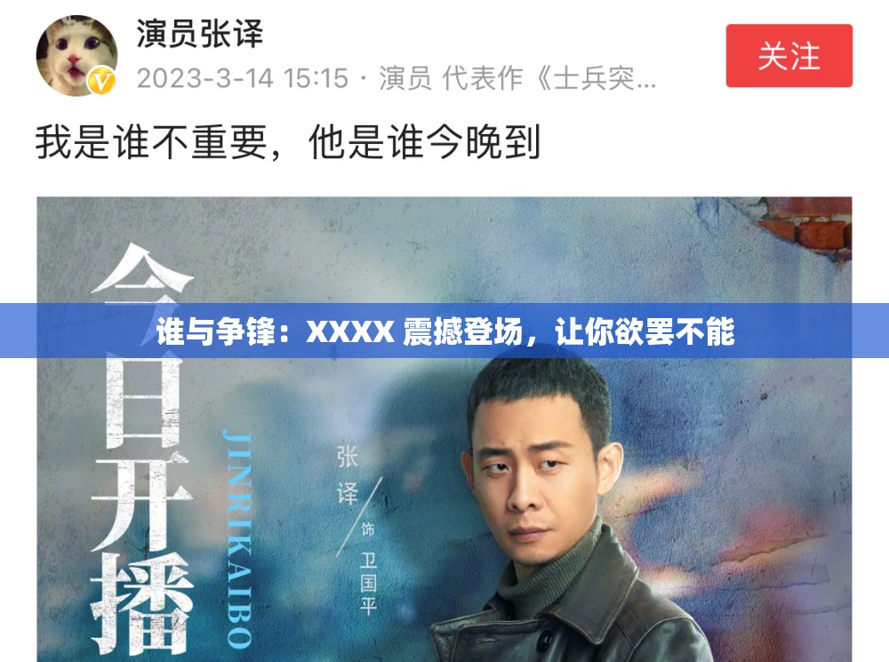 谁与争锋：XXXX 震撼登场，让你欲罢不能