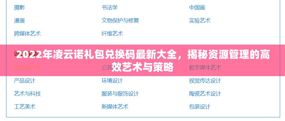 2022年凌云诺礼包兑换码最新大全，揭秘资源管理的高效艺术与策略