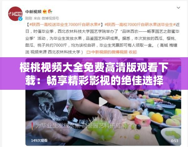 樱桃视频大全免费高清版观看下载：畅享精彩影视的绝佳选择