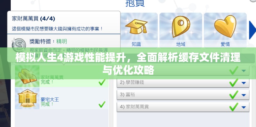 模拟人生4游戏性能提升，全面解析缓存文件清理与优化攻略