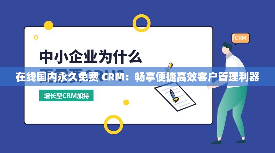 在线国内永久免费 CRM：畅享便捷高效客户管理利器