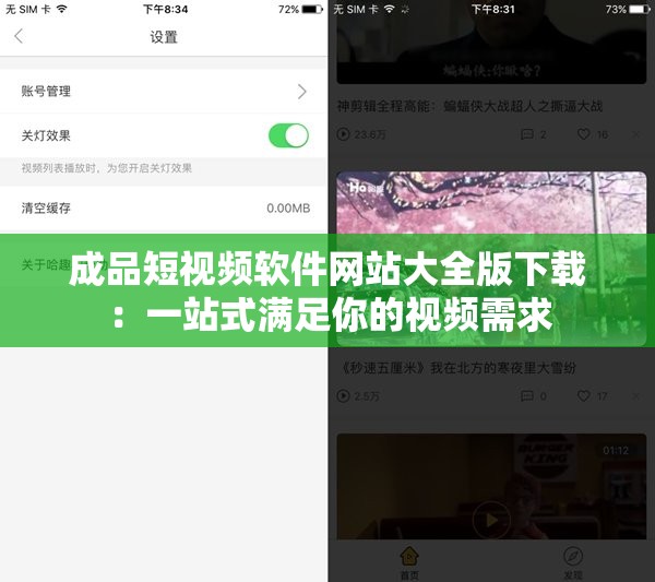 成品短视频软件网站大全版下载：一站式满足你的视频需求