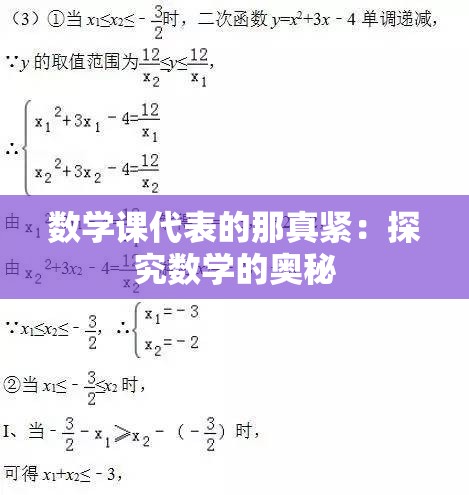 数学课代表的那真紧：探究数学的奥秘