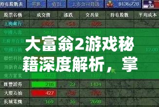 大富翁2游戏秘籍深度解析，掌握炒股只赚不赔的高效智慧策略