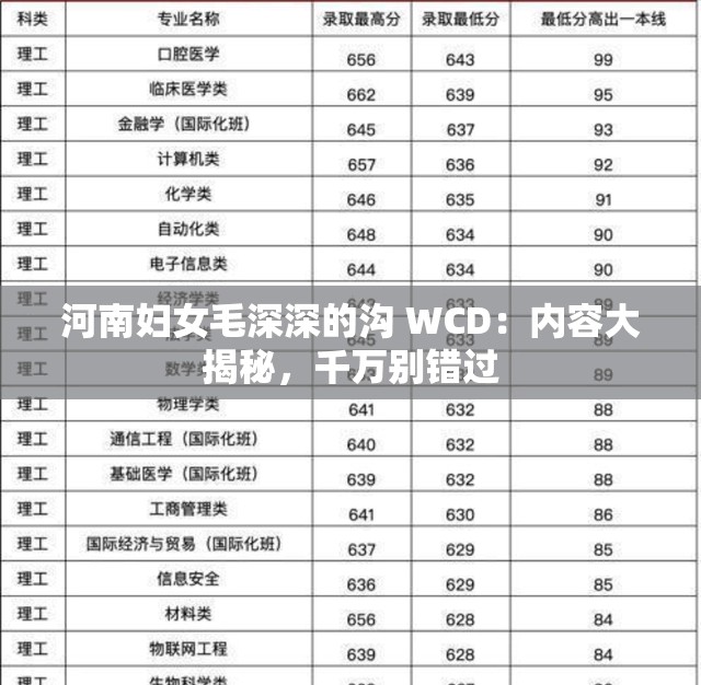 河南妇女毛深深的沟 WCD：内容大揭秘，千万别错过