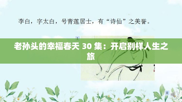 老孙头的幸福春天 30 集：开启别样人生之旅