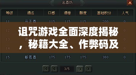 诅咒游戏全面深度揭秘，秘籍大全、作弊码及实战策略指南