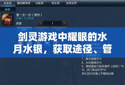 剑灵游戏中耀眼的水月水银，获取途径、管理策略及价值最大化指南