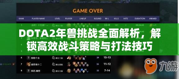 DOTA2年兽挑战全面解析，解锁高效战斗策略与打法技巧