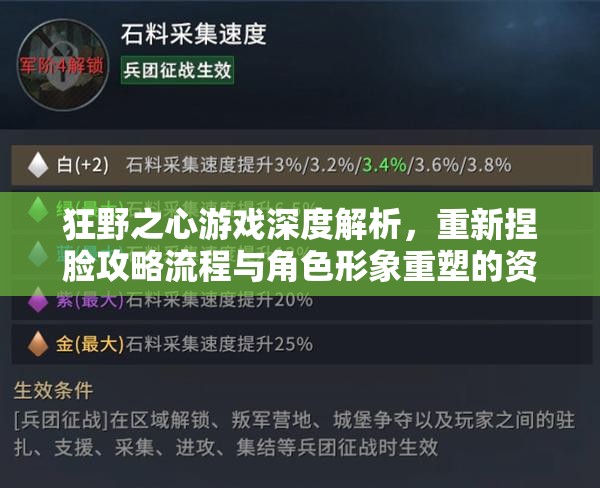 狂野之心游戏深度解析，重新捏脸攻略流程与角色形象重塑的资源管理艺术