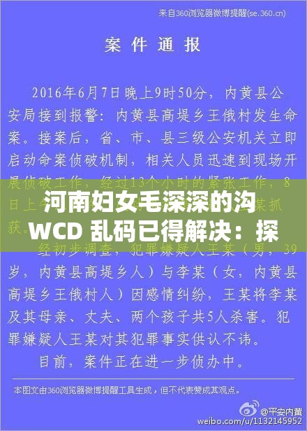 河南妇女毛深深的沟 WCD 乱码已得解决：探索背后的故事