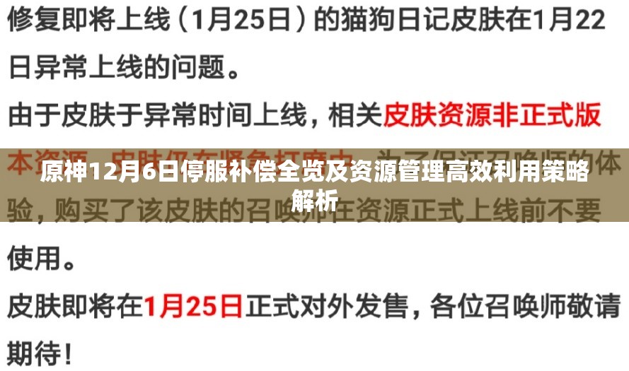 原神12月6日停服补偿全览及资源管理高效利用策略解析