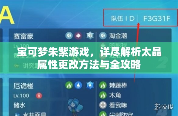 宝可梦朱紫游戏，详尽解析太晶属性更改方法与全攻略