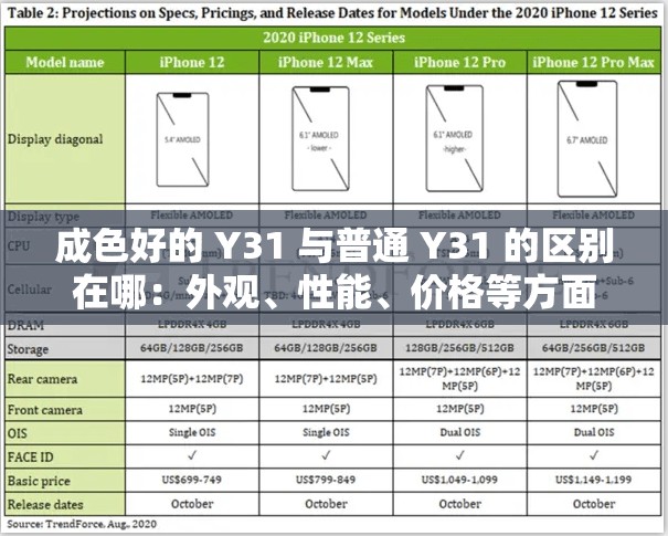 成色好的 Y31 与普通 Y31 的区别在哪：外观、性能、价格等方面