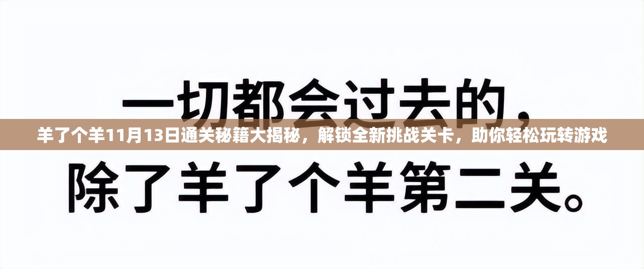 羊了个羊11月13日通关秘籍大揭秘，解锁全新挑战关卡，助你轻松玩转游戏