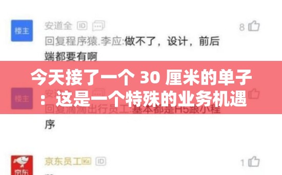 今天接了一个 30 厘米的单子：这是一个特殊的业务机遇