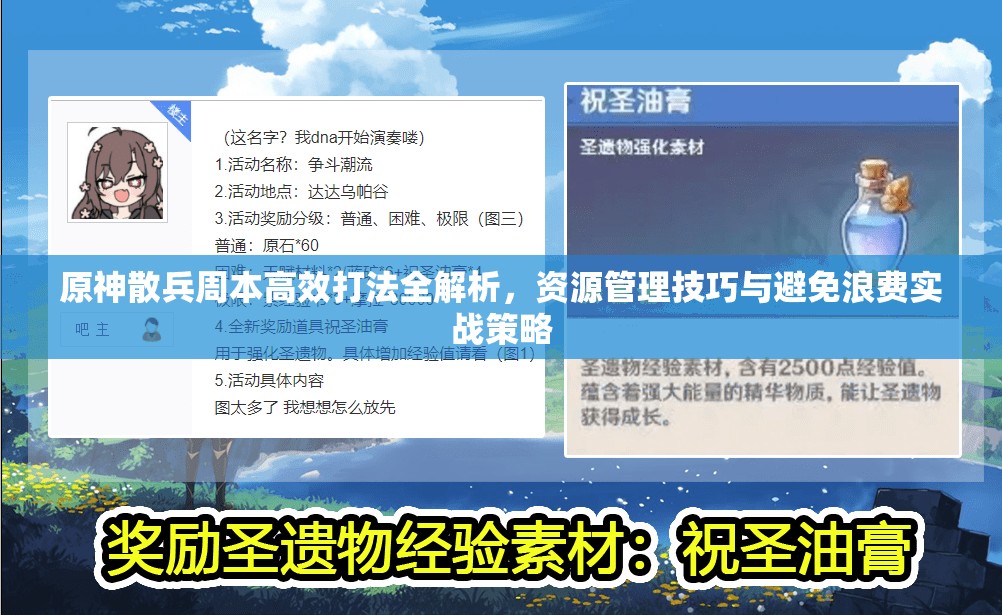 原神散兵周本高效打法全解析，资源管理技巧与避免浪费实战策略