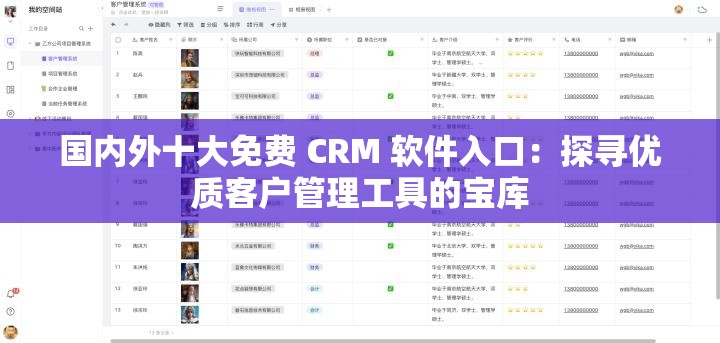 国内外十大免费 CRM 软件入口：探寻优质客户管理工具的宝库