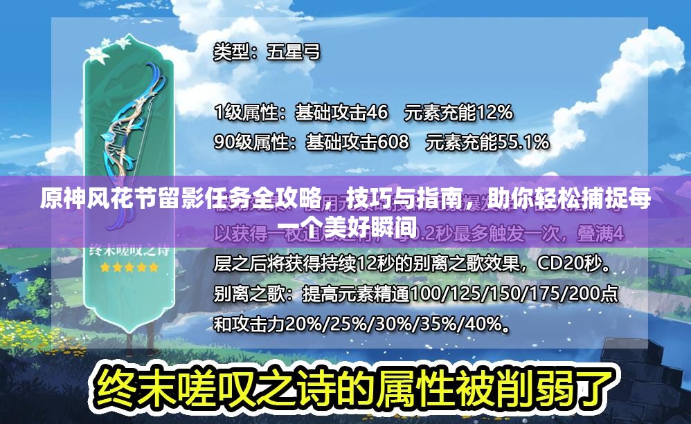 原神风花节留影任务全攻略，技巧与指南，助你轻松捕捉每一个美好瞬间