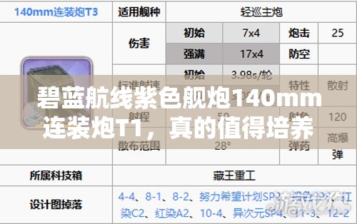 碧蓝航线紫色舰炮140mm连装炮T1，真的值得培养吗？属性深度解析