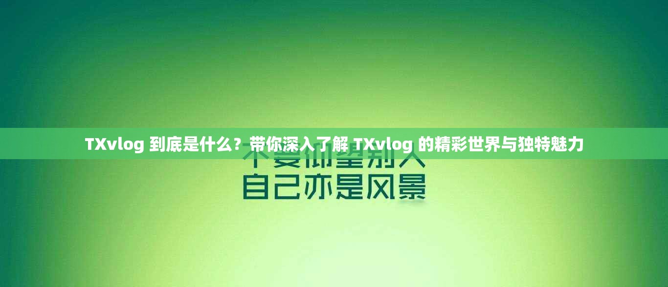 TXvlog 到底是什么？带你深入了解 TXvlog 的精彩世界与独特魅力