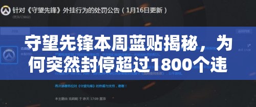 守望先锋本周蓝贴揭秘，为何突然封停超过1800个违规账号？