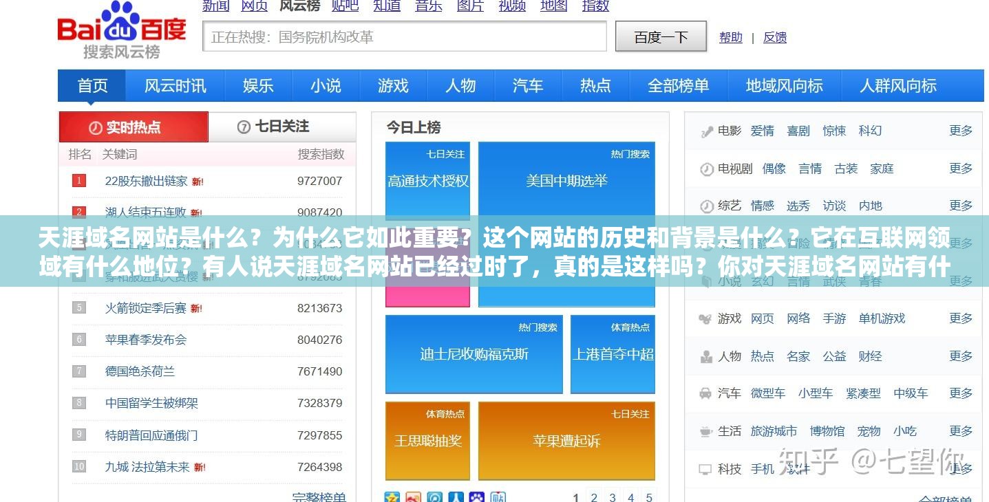 天涯域名网站是什么？为什么它如此重要？这个网站的历史和背景是什么？它在互联网领域有什么地位？有人说天涯域名网站已经过时了，真的是这样吗？你对天涯域名网站有什么看法？你曾经在上面发布过什么内容吗？