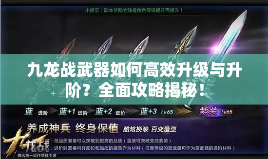 九龙战武器如何高效升级与升阶？全面攻略揭秘！