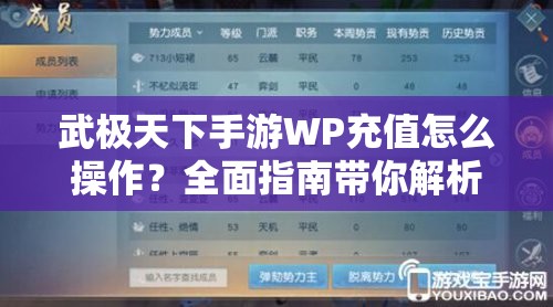 武极天下手游WP充值怎么操作？全面指南带你解析实操步骤！